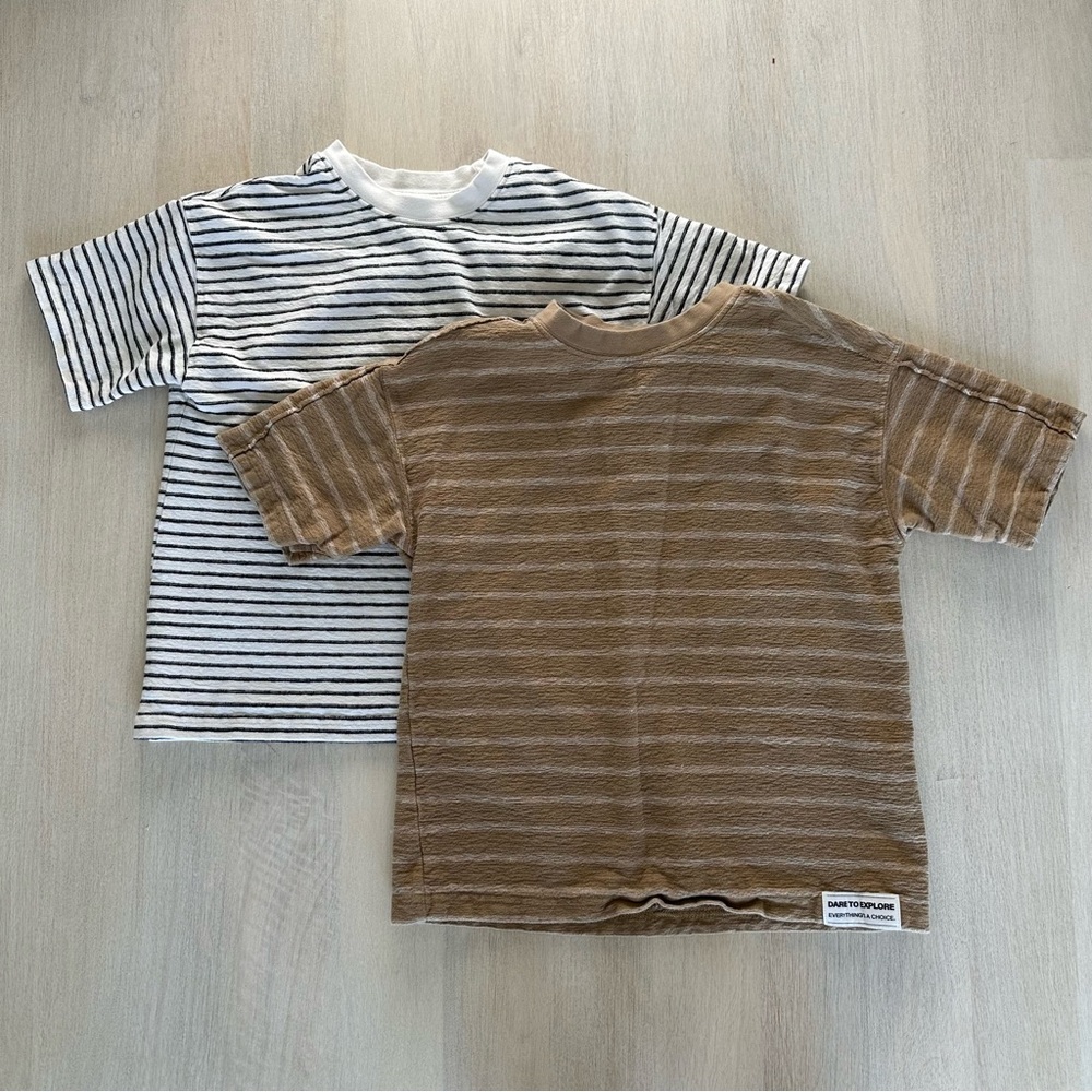 Zara Kids Striped Tees - Brown and White